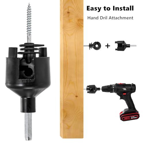 Cididu 120 Pack Electric Fence Insulator, Fence Ring Post Insulator, Screw-in Insulator with Insulator Socket Tool, Wood Post Insulator Grid System Accessories for Farm Animal Agricultural Fencing