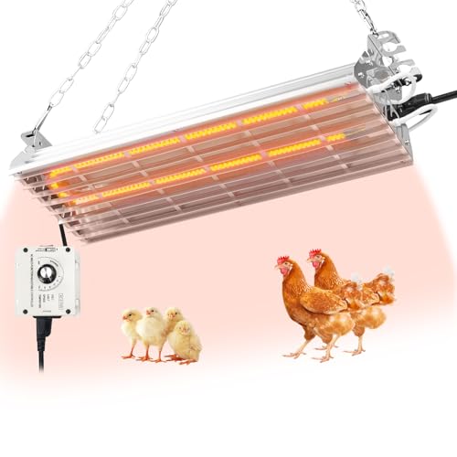 Safe Chicken Coop Heater 600W with Adjustable Thermostat, for Winter Chicken Warmth in 15 Sq Ft Coops, Waterproof & Tip-Over Protection Livestock Warmer
