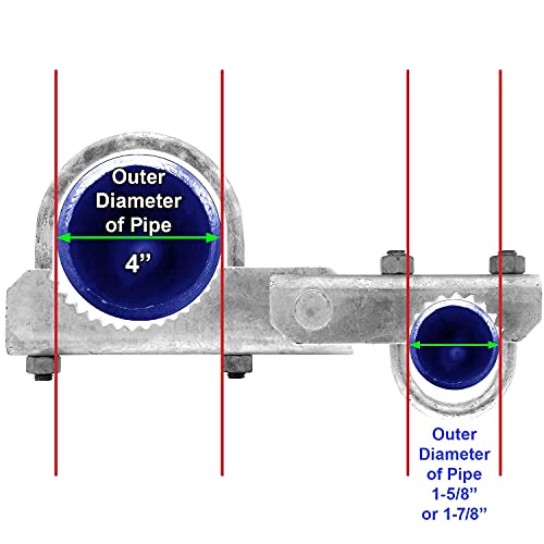 Chain Link Fence 180 Degree Commercial Duty Gate Hinge - for 4" Outside Diameter Gate Post/Pipe & 1-5/8 Thru 1-7/8" Gate Frames. Chain Link Post Gate Hinge - Includes Hinge U Bolts - 1 Hinge Assy. - size: 4" Post - Each