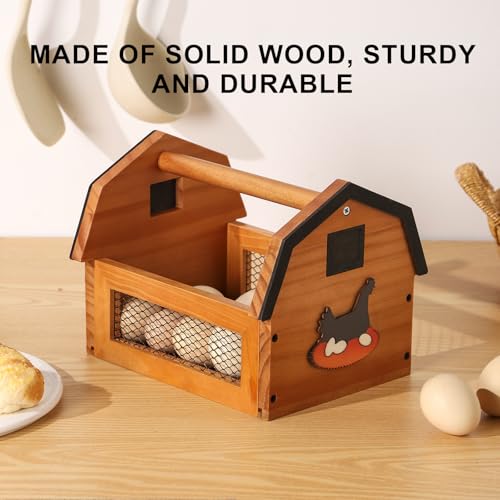 Egg Basket for Gathering Fresh Eggs, Farmhouse Egg Collecting Basket, Wood Chicken Egg Basket Countertop. （Brown Medium） - color: Brown, size: Medium