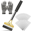 Razor Blade Scraper with 20 PCS Extra Blades and Gloves. | 4"Heavy-Duty Floor Scraper,Ideal for Cleaning Windows,Glass,Tiles,Wall,Labels,DIY Renovators,Professional Cleaners