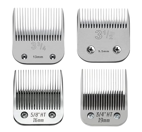 Replacement Ceramic Blades Set,Compatible with Oster 76,Andis,Wahl KM10 | 9.5mm(3/8") to 19mm(3/4") Cutting Length,Include 3-1/2+3-3/4+5/8HT+3/4HT,4Pack - color: 4Pcs