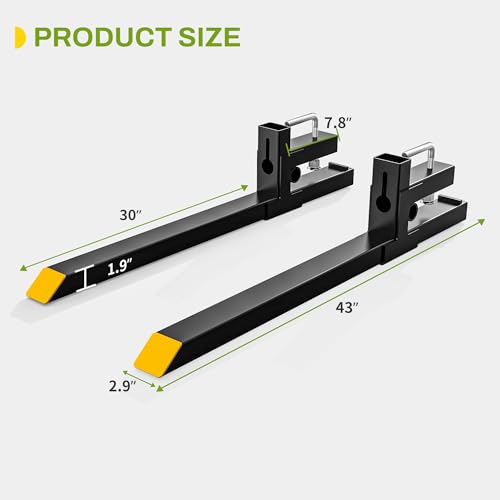 AUTOSAVER88 43" 2000lbs Clamp on Pallet Forks for Skid Steer Tractor Bucket | Quick Attach, Heavy Duty, Bolt-on, Length: 43" & Fork Length: 30", 45% Thicker Upgraded Wall, Reinforced Bolts & Screws - size: 43 Inch 2000lbs