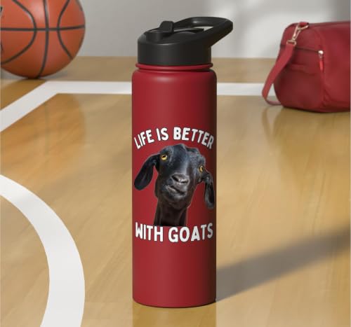 Funny Life is Better with Goats Whisperer Goat Lover Kids Stainless Steel Insulated Water Bottle - color: Red