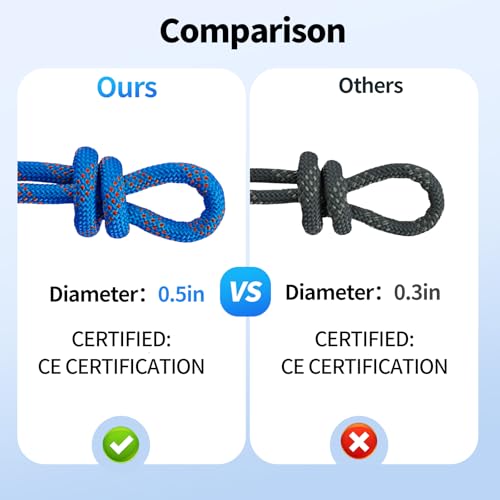 100Ft 1/2 Inch Heavy Duty Climbing Rope,Arborist Rope for Tree Pulling (Blue) - size: 100ft-Blue-1/2