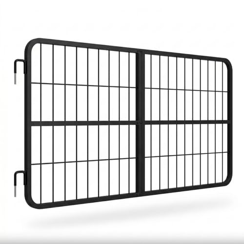 Durable 48" W x 24" H Horse Stall Gates with Two-Way Swing, Matte Black Steel Grid Stall Guards for Horses, Adjustable Stable Door for Farm Barns, Easy Install - size: 1