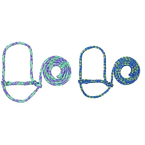 Weaver Leather Livestock Poly Rope Sheep Halter, Gray/Lavender/Mint & Livestock Poly Rope Sheep Halter, Lime/Hurricane Blue/Royal Blue, Average