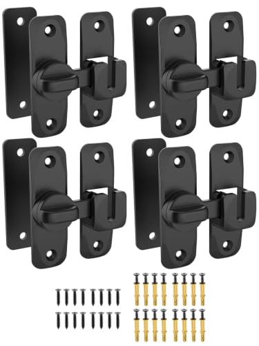 90/180 Degree Flip Barn Door Lock, Sliding Door Latch, Black-4PCS | Protect Privacy - Security Lock, Small Gate Latches Hardware for Barn, Garden, Bathroom, Cabinet, Window - color: Black-4PCS