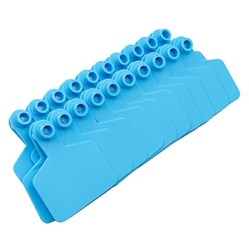 100 Pieces Blank Cattle Ear Tag with Applicator for Pig Cattle Cow Dog | TPU Livestock Ear Tag Kits Animal Identification with Ear Tag Applicator (Blue) - color: Blue