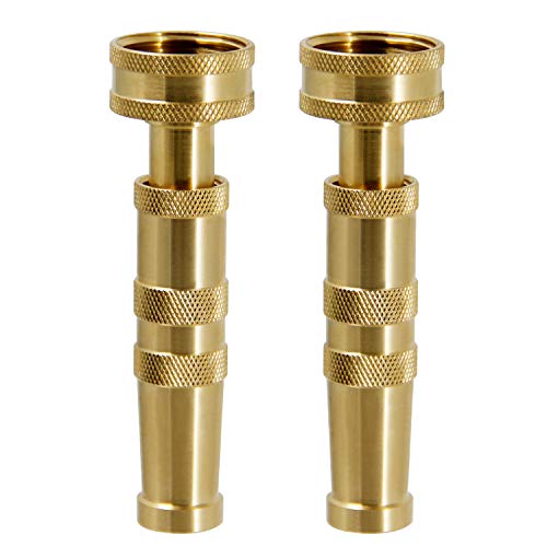 ATDAWN Brass Hose Nozzle, Heavy-Duty Brass Adjustable Twist Hose Nozzle, 2 Pack (4") - size: 4 Inch