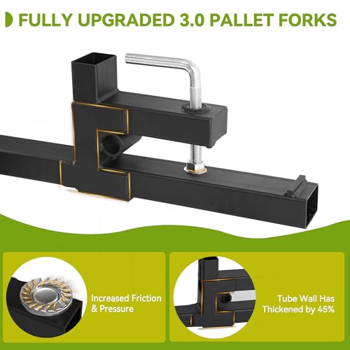AUTOSAVER88 43" 2000lbs Clamp on Pallet Forks for Skid Steer Tractor Bucket | Quick Attach, Heavy Duty, Bolt-on, Length: 43" & Fork Length: 30", 45% Thicker Upgraded Wall, Reinforced Bolts & Screws - size: 43 Inch 2000lbs