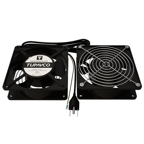 Network Cabinet Fan (2pc Kit) Pair of 120mm 4in Fans 110V AC -Tupavco TP1511 (Pack of 2) - size: 110CFM Sleeve (Pack of 2)