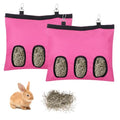 2PCS Rabbit Hay Feeder,3 Hole Hay Bag for Rabbits, Washable Hanging Small Animal Feeder for Guinea Pig Bunny Chinchillas Hamsters and Other Pets - color: Pink