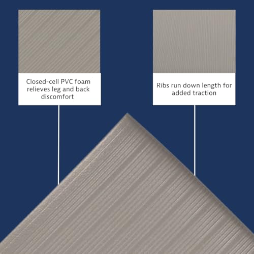 NoTrax 410 Airug® 2' x 60' x 3/8" Anti Fatigue Mat | Enhanced Slip Resistance with Beveled Edges and Ribbed Surface, Ideal for Industrial and Commercial Workplaces, Gray, - color: Grey, size: 720"L x 24"W x 0.4"Th, style: Ribbed Surface