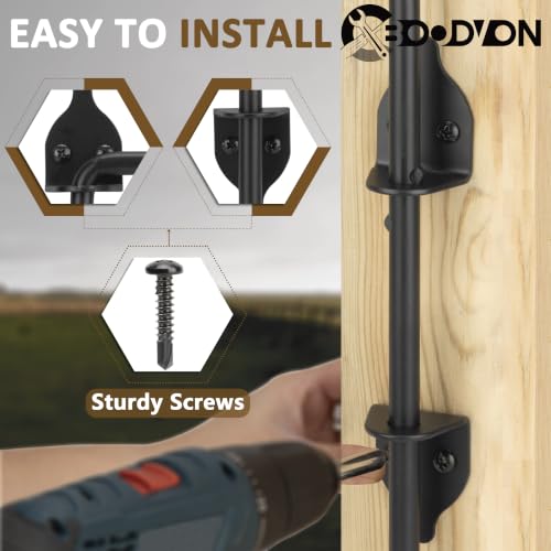 12 Inch Cane Bolt Gate Drop Rod Heavy Duty Gate Hardware, Gate Ground Latch for Wooden Fences, Metal Gates Doors Stopper for Gate Ground, Wrought Iron Gate Latches, Black Finish(1 Pack) - size: 12 Inch