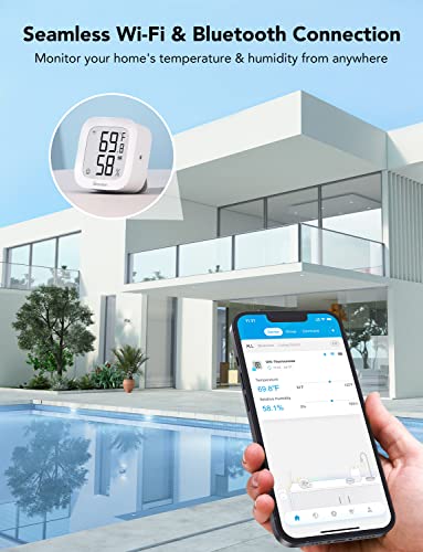 Govee WiFi Thermometer Hygrometer H5103 with Electronic Ink Display 2 Pack | Temp and humidity monitor with alert, 2.4G WiFi & Bluetooth, 2-yr data export. For bedroom, wine cellar, basement