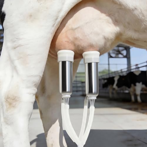 VEVOR Goat Milking Machine, 3.2 Gal / 12 L Food-Grade Stainless Steel Bucket, 4 Teat Cups for Cows and Goats, with 8000 mAh Rechargeable Battery, Electric Pulsation Milking Machine Portable Milker - size: 12L+Portable