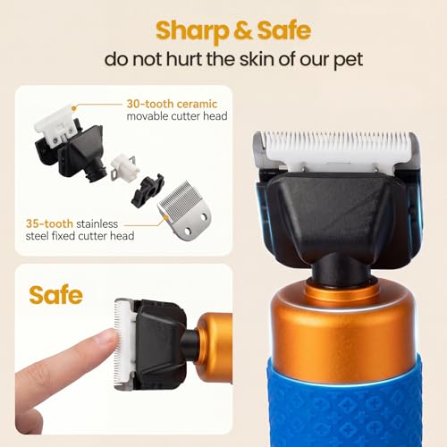 Dog Grooming Clippers 200W Professional Pet Hair Clippers with Zirconia Ceramic Blade, Low Noise Variable Speed Electric Clippers for Thick Coats, Dogs, Goats and Alpacas