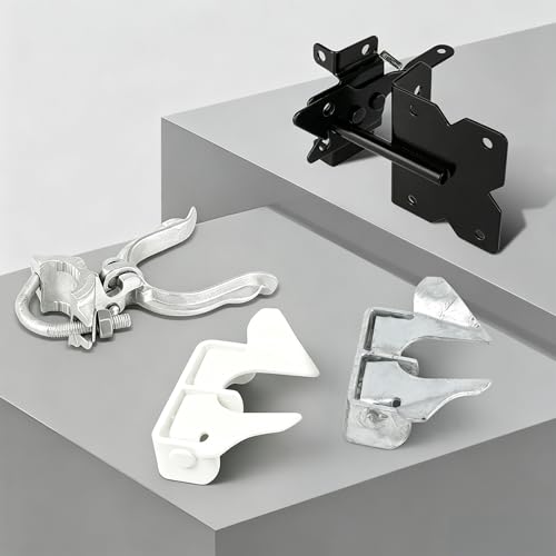 2 Pack Wall Mount Butterfly Latch 1-3/8" to 1-5/8", Gate Fork Lock with Padlock Hole, Chain Link Fence Parts, Gate Fork Latch,Chain Link Fence Gate Latching Hardware(White - 2 pcs) - color: White - 2 pcs