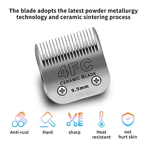 4FC Dog Grooming Ceramic Blades,Compatible with Andis,Oster A5,Wahl KM10 | Size 4FC Detachable Blade 3/8-Inch 9.5MM Cut Length,3 Pack - size: 3pc 4fc:3/8''(9.5mm)