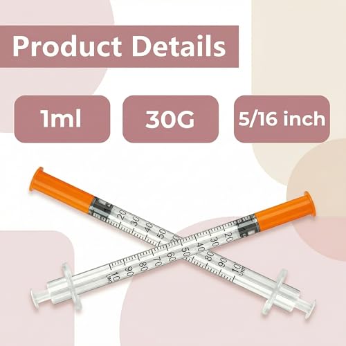 Syring 1ml 30G 5/16" (8mm), Disposable Individual Package – Box of 100 - size: 1ml 30G 5/16 Inch