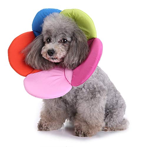 Dogs Cats Medical Grooming Pet E-Collar Recovery Remedy Protective Dog Lick Caught Soft Sponge Adjustable Postoperative Kit for Small and Medium Dog (Multicolor, L (neck's Girth 12.6" to 13.3")) - color: Multicolor, size: L (neck's girth 12.6" to 13.3")