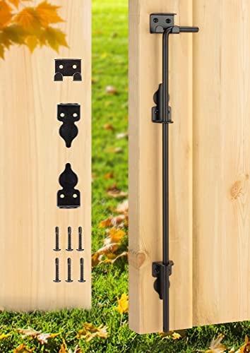 24" Heavy Duty Cane Bolt Gate Drop Rod Fence Hardware Ground Latch Stopper | for Wood/PVC/Vinyl/Metal Fences Gates, Double Doors, Black Solid Steel -2 Pack - color: 1 PACK, size: 24 Inch