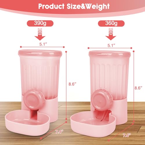 35oz Rabbit Feeder Guinea Pig Water Bottle,Hanging Automatic Food Water Dispenser,Food Feeder for Ferret Guinea Pig Rabbit Cat Bunny Cage Accessories,Pink - color: Pink