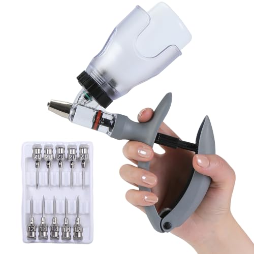 5ml Continuous Self-Refilling Livestock Syringe, 10 Needles Included | Adjustable dosage from 0.5ml to 5ml Veterinary Injection Gun for Chicken, Duck, Pig, Sheep, Cow Poultry - color: Grey