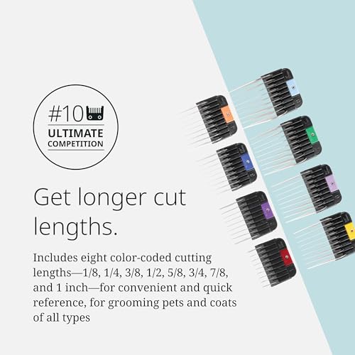 Wahl Pro Animal Stainless Steel Attachment Comb Set, Multicolor 1 | 8 Cutting Lengths, Color-Coded Dog and Cat Clipper Guides, Animal Grooming Essentials, Snag-Free Cutting - color: Multicolor 1