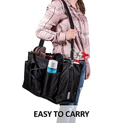 Dura-Tech Smartchoice Grooming Tote | Color Black | Ultimate Stable Organizer | Dirt-Control Feature | Easy Carry Design | Sturdy 600D Poly Material - color: Black