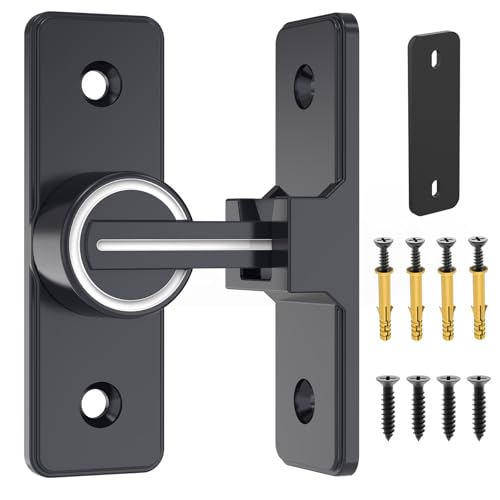 Barn Door Lock Hardware, 90 Degree Heavy Duty Gate Latches Flip Latch Safety Door Bolt Latch Lock, Barn Sliding Door Latch Lock Suitable for Garden, Bathroom, Outdoor, Garage, Window - color: Black (Luminous)