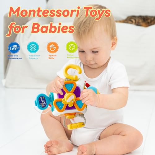 Busy Cube for Toddlers 2-3, Montessori Sensory Activities Busy Board Baby Gifts Infant Boys Girls Travel Toys Educational Learning