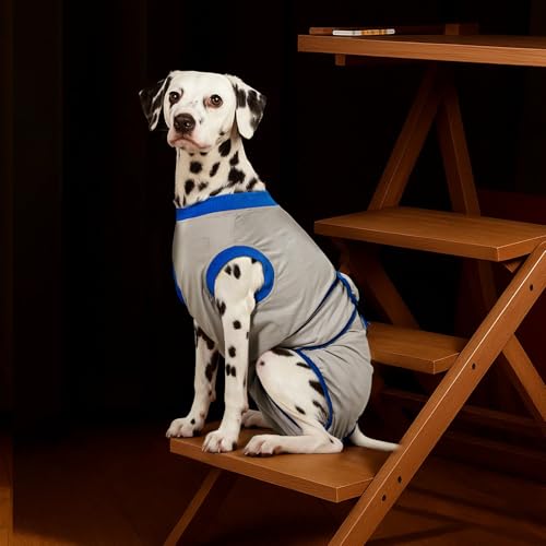 Recovery Suit for Dogs Cats After Surgery, Cone Alternative, Grey Blue, M | Soft Breathable Fabric, Prevents Licking & Scratching, Easy to Put On, Machine Washable, Post-Surgery, Wound Protection - color: Grey Blue, size: M (Back:13.4-16.1'', Weight:14-25