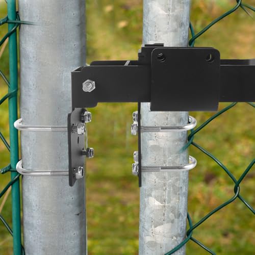 Chain Link Double Gate Latch for 1-3/8 Inch Gate Frames, Heavy Duty Chain Link Residential Strong Arm Double Gate Latch, Chain Link Fence Gate Latch for Ranch Fences & Yard Gates