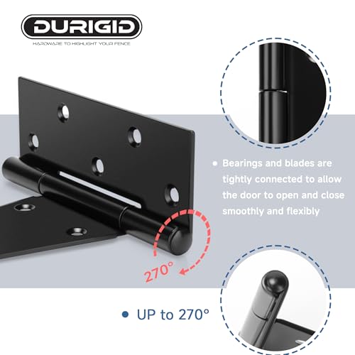 2 Pack 10 Inch T Hinge, Heavy Duty Hinges for Wood, Shed Door Hardware, Fence Hinges for Outdoor Gates, Barn Door, Gate Hinges Used for Heavy Duty Wood Fence, Ideal Outdoor Useage - size: 10 Inch