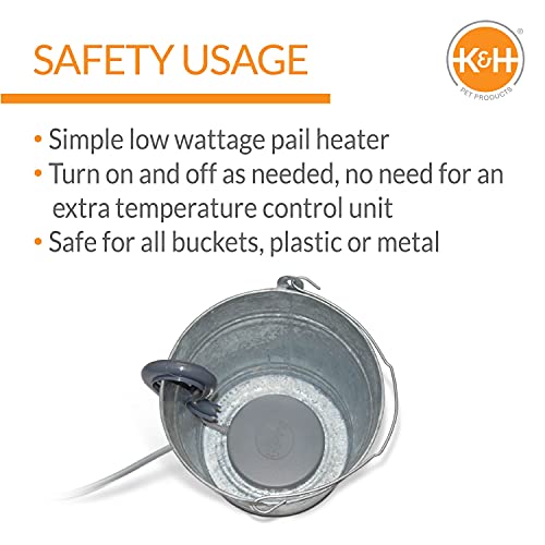 K&H Pet Products Perfect Bucket Heater w/ Cord Clip Gray 5" 80W