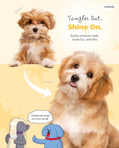 Self-Cleaning Slicker Brush for Dogs & Cats | Gentle Grooming & Deshedding Tool, Removes Mats & Tangles, Skin-Friendly Coated Tips, One-Touch Hair Removal Button