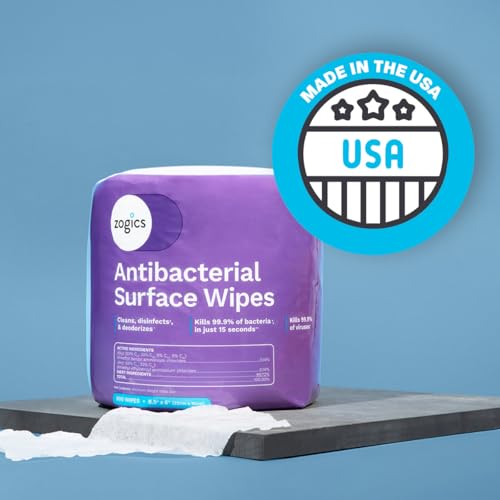 Zogics Antibacterial Disinfecting Wipes, 4 Rolls, 3,200 Count | Kills 99.9% of germs in 15 seconds, for hard nonporous surfaces, countertops, door handles and equipment - size: 1 Count (Pack of 4)