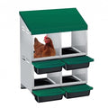 4 Hole Chicken Nesting Box, Heavy Duty Galvanized Steel Poultry Nest Box, Wall Mount/Freestanding Design for Hens, Ducks, Backyard Homesteads & Farm Use, Green, with Legs, No Stand - color: Green, size: 4 Room&Legs
