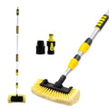 Car Wash Brush with Long Handle, 20FT Reach Telescopic Flow-Thru Car Washing Brushes, 11.8" Soft Bristle Cleaning Brush with On/Off Switch for Auto Cars, Trucks, RV, Truck, Boat, Wall, Solar Panels
