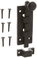 Renovators Supply Manufacturing Slide Bolt Latch 4 in. Black Wrought Iron Slide Bolt with Catch and Mounting Hardware - size: Pack of 1, style: 4 inch