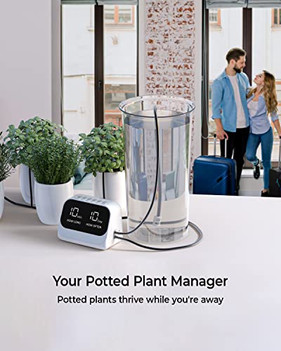 Automatic Watering System for Potted Plants, Plant Waterer, DIY Drip Irrigation Kit with Smart Timer, Waterproof LED Display & Large Capacity Battery, Precise Distribution of Water (White)