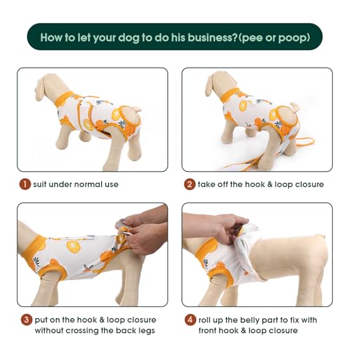 Kuoser Recovery Suit for Dogs Cats, Soft Dog Surgery Suit Female Male Spay | Professional Dog Onesie for Surgery, Substitute E-Collar & Cone, Prevent Licking Dog surgical suit Pet Neuter Suit - color: Pineapple, size: X-small (Back:8.3-11.4'', Weight:4-7