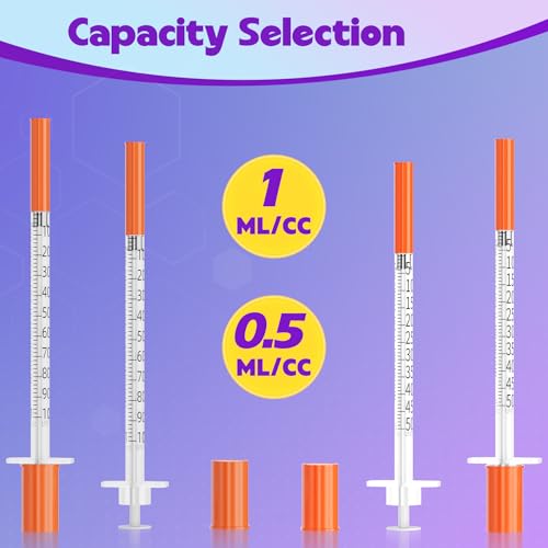 1ml Syringes 27G 1/2" 13mm Needle U-100 Disposable Lab Syringe, 30 Pack - size: 27G 1cc 1/2" (13mm)