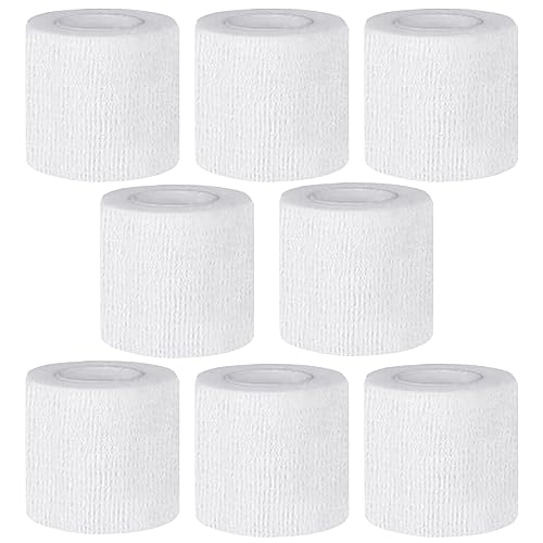 Self Adhesive Bandage Wrap,White First Aid Tape Cohesive Bandage 8 Pack | CIYAGPOOU 2" Elastic Breathable Athletic Tape Vet Wrap Bulk for Sports , Wrist Sprains Protection, Tattoo Grip, Animal - color: White Self Adhesive Bandage Wrap
