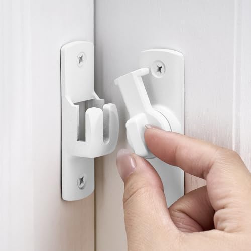 Matte White Barn Door Latches,90/180 Degree Gate Lock_D | Aluminum Alloy Right Angle Door Lock Latch,Flip Gate Latches Hardware,Sliding Door Lock for Cabinets,Fence Gates,Pet Cage - color: Matte White