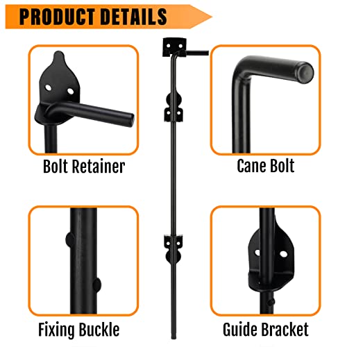 12" Heavy Duty Cane Bolt Gate Drop Rod-Steel Gate Ground Latch Designed for Wood Metal Vinyl Gates or Double Doors Fence Applications - size: 12 Inch-1 Pack