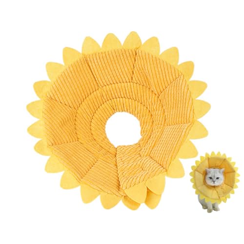 POPETPOP Sunflower Pet Recovery Collar Soft Washable Elizabethan Pet Collar for Dogs and Puppies Adjustable Neck Ring for Post-Surgery Wound Protection and Anti-Scratch Size XL 13.77 in - size: XL