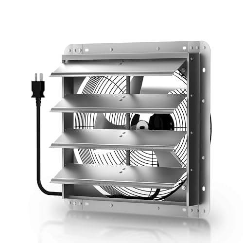 Xcity 10" Wall Mount Ventilation Fan, 1393 CFM Shutter Exhaust Fan | Powerful 1393 CFM airflow with AC motor, automatic shutters and 6 ft power cord for garages, attics and greenhouses. - size: 10 Inch
